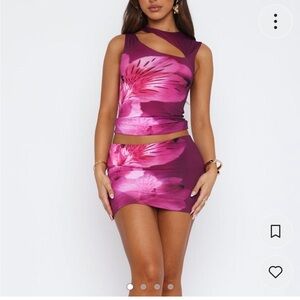 White Fox Boutique Floral Pink Skirt Set